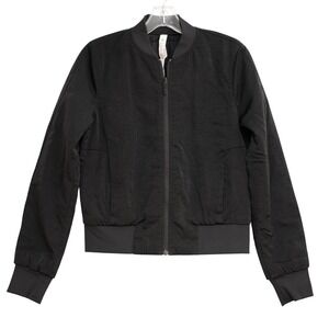 Lululemon Black Bomber Jacket Full Zip Sz 4 Athleisure Gym Light Weight Athletic